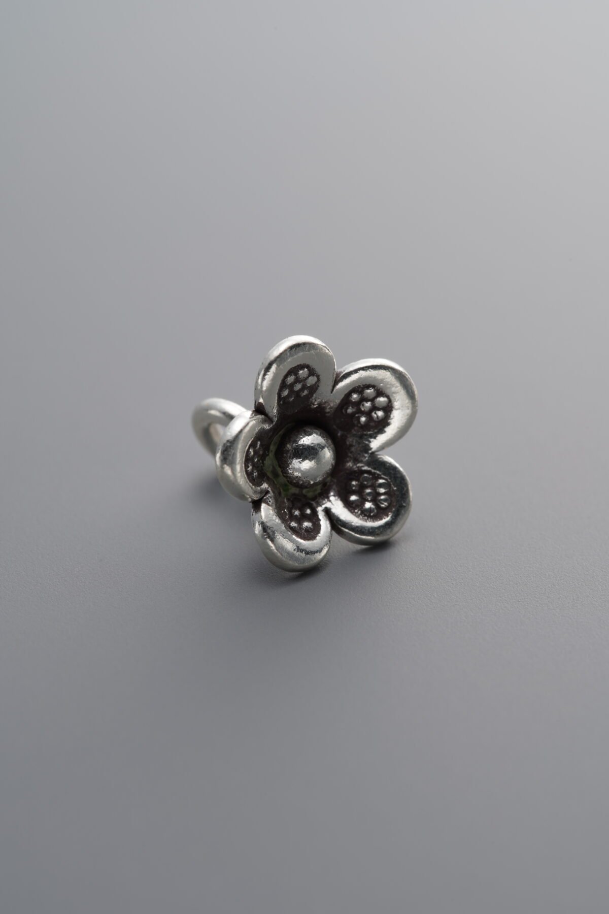 925 Sterling Silver-Antiqued-Flower Pendant-10mm - Image 1