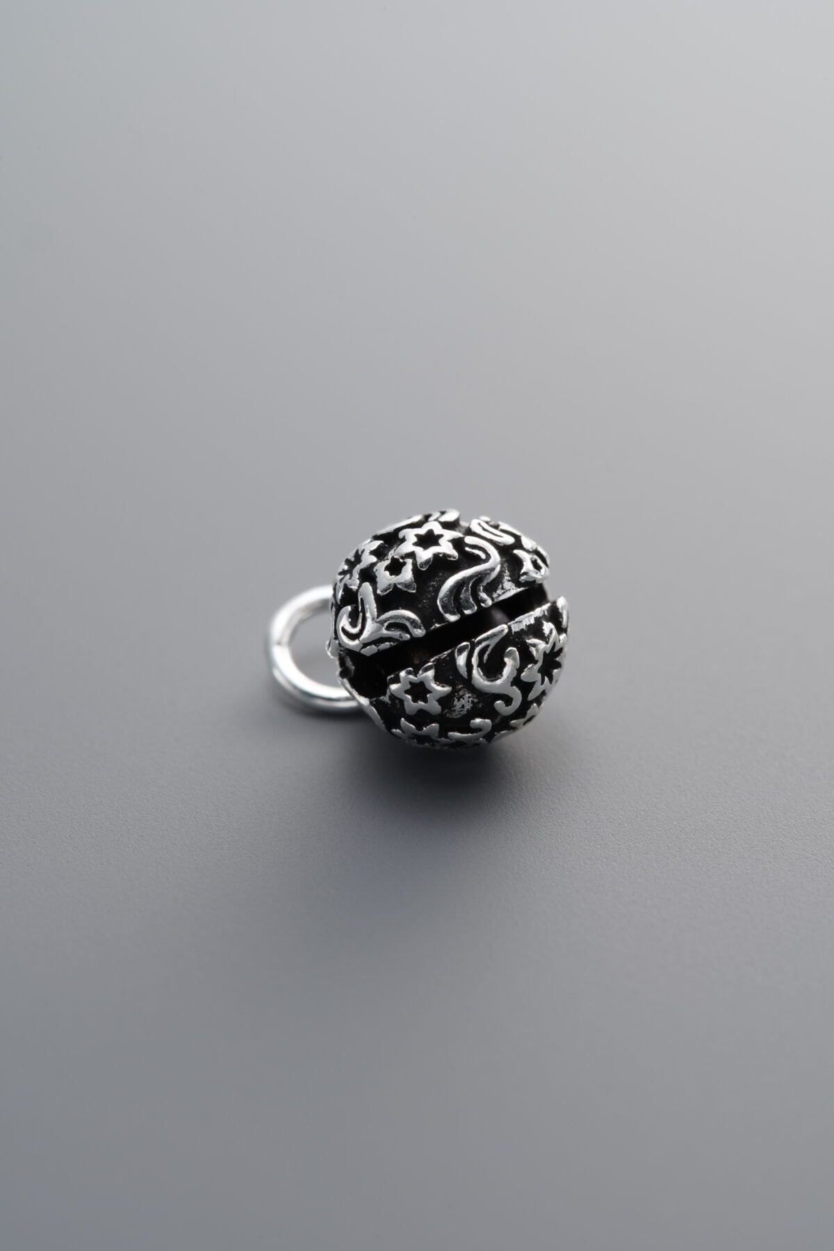 925 Sterling Silver-Antiqued-Bell Pendant-9mm - Image 1