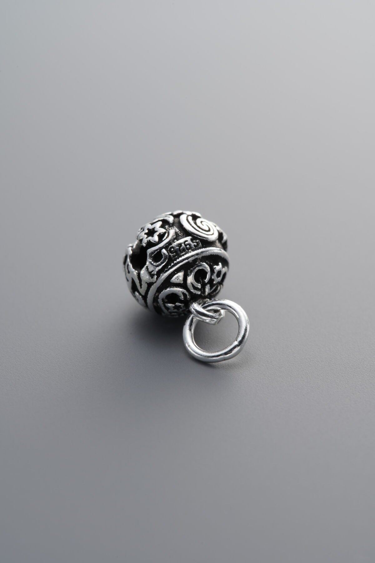 925 Sterling Silver-Antiqued-Bell Pendant-9mm - Image 3