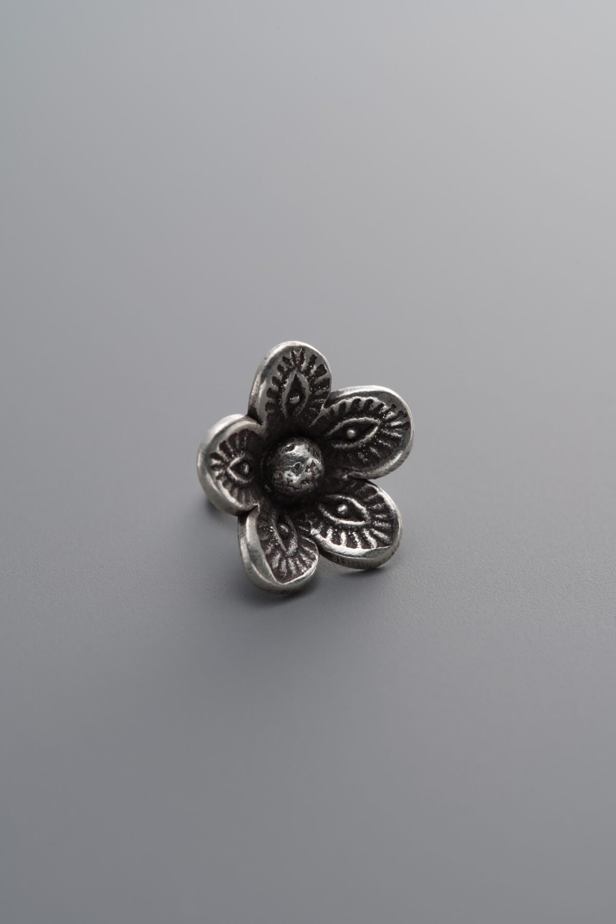 925 Sterling Silver-Antiqued-Flower Pendant-10mm - Image 1