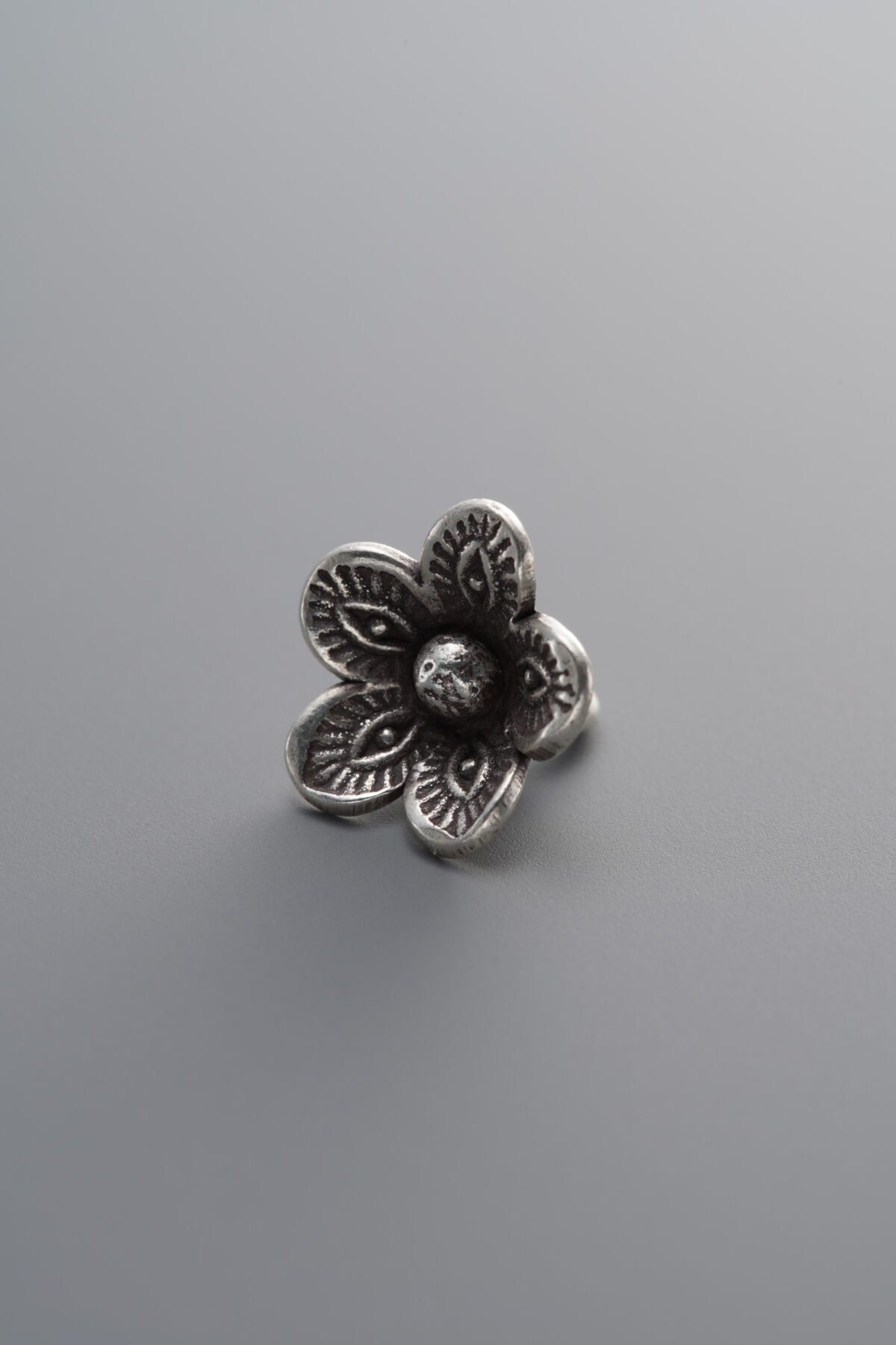 925 Sterling Silver-Antiqued-Flower Pendant-10mm - Image 3