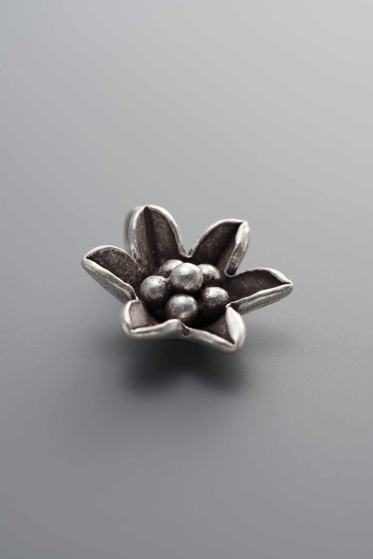 925 Sterling Silver-Antiqued-Flower Pendant-14mm - Image 1