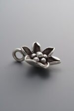 925 Sterling Silver-Antiqued-Flower Pendant-14mm - Image 3
