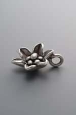 925 Sterling Silver-Antiqued-Flower Pendant-14mm - Image 2