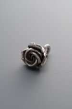 925 Sterling Silver-Antiqued-Rose Flower Pendant-13mm - Image 4