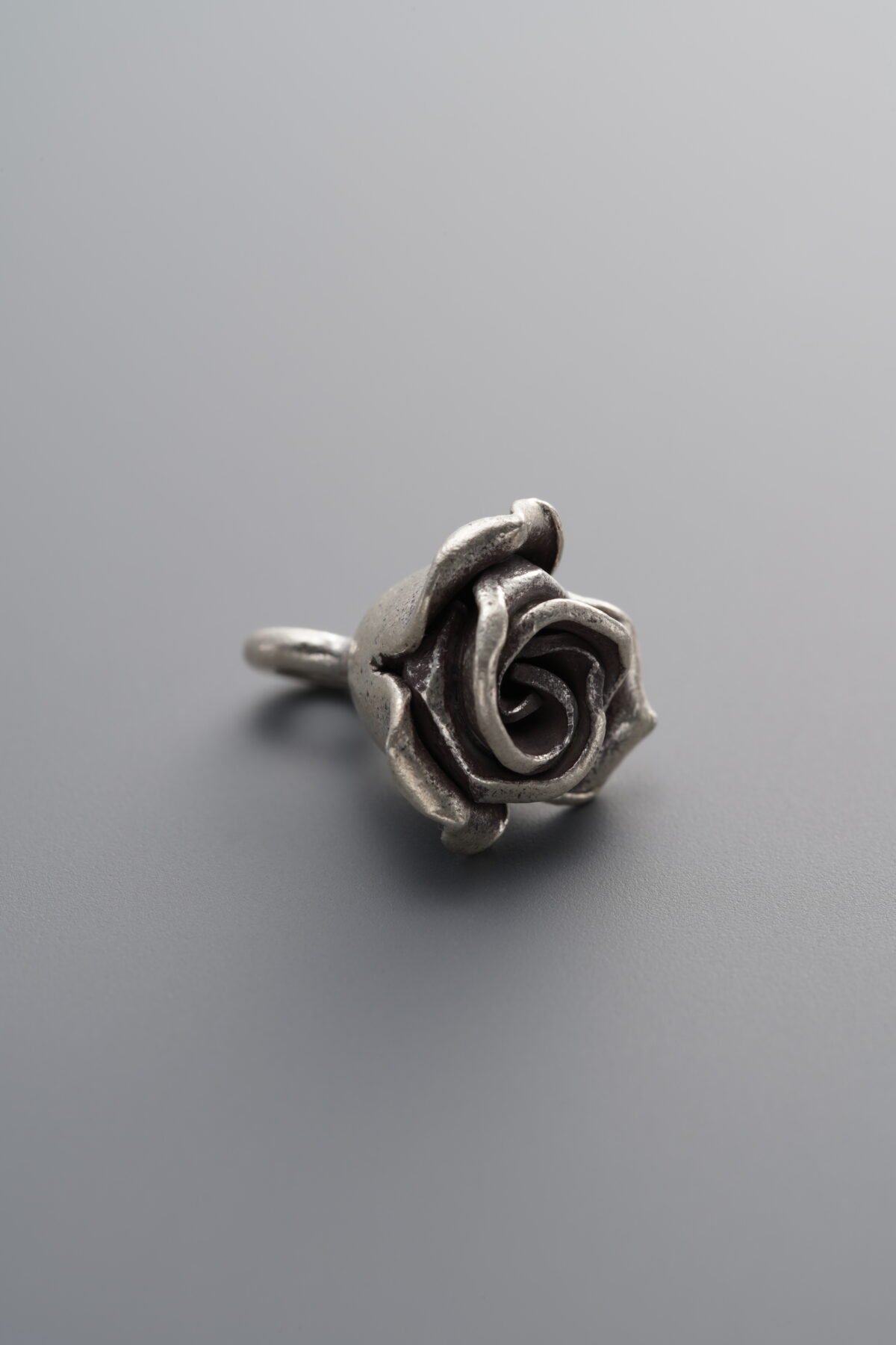 925 Sterling Silver-Antiqued-Rose Flower Pendant-13mm - Image 1