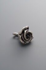 925 Sterling Silver-Antiqued-Rose Flower Pendant-13mm