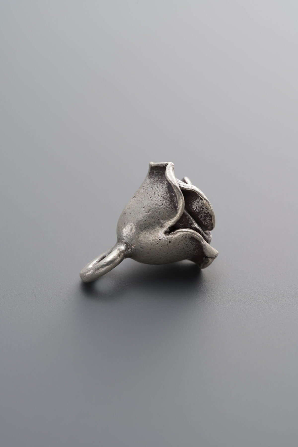 925 Sterling Silver-Antiqued-Rose Flower Pendant-13mm - Image 2