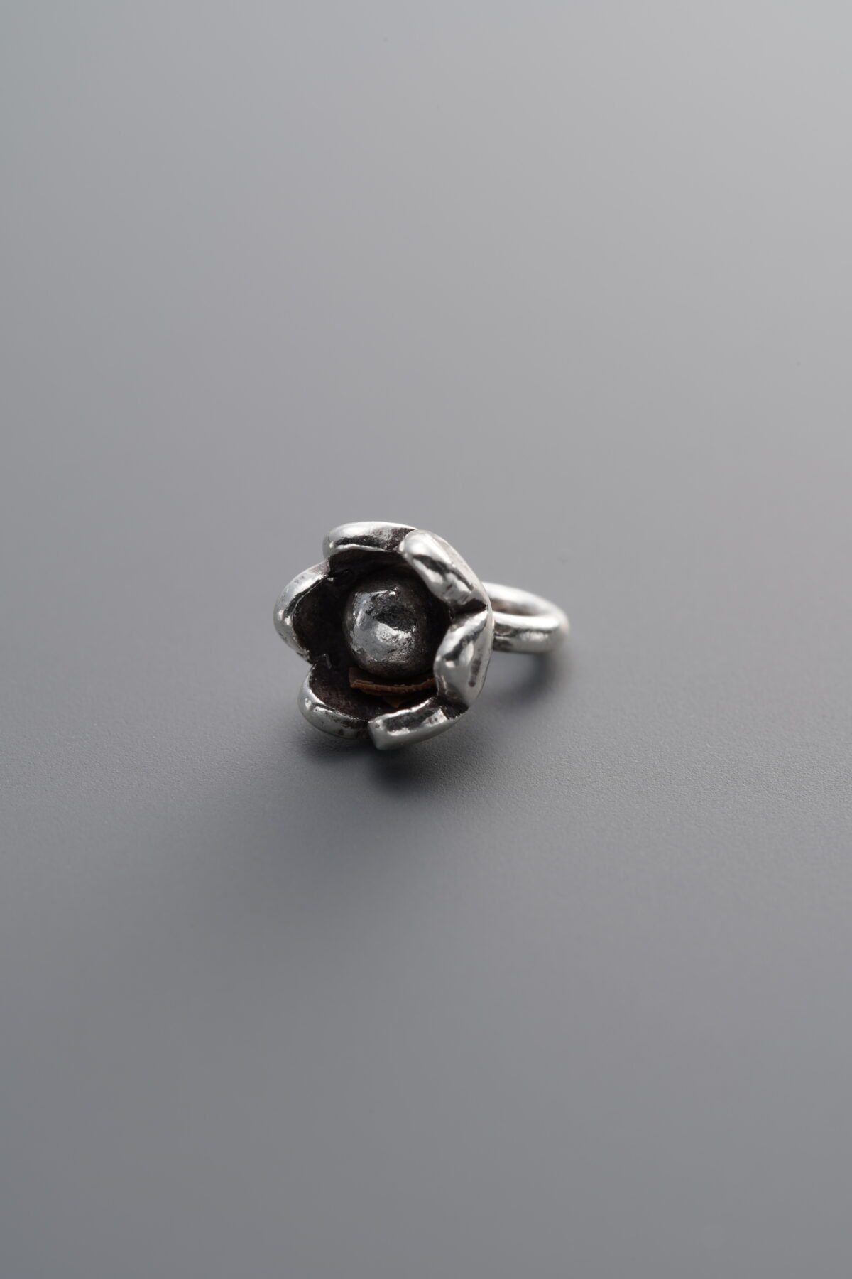 925 Sterling Silver-Antiqued-Flower Pendant-9mm - Image 1