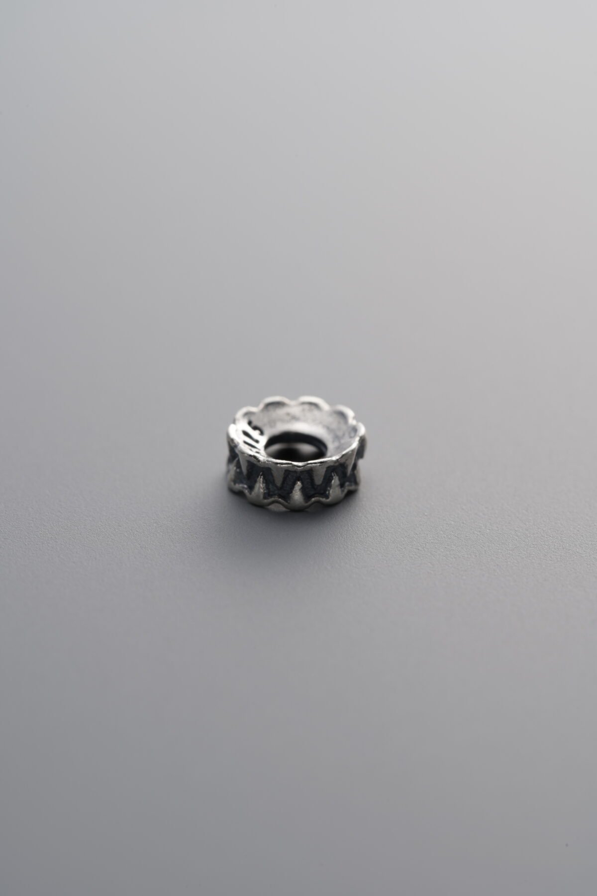 925 Sterling Silver-Antiqued-Gear Spacer Bead-5mm - Image 3