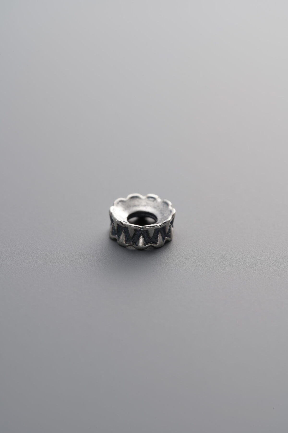 925 Sterling Silver-Antiqued-Gear Spacer Bead-5mm - Image 2