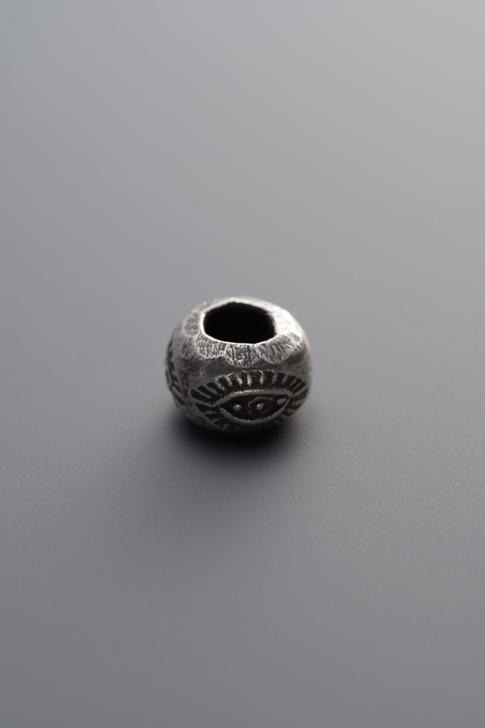 E6-56 (2) 925 Sterling Silver-Antiqued-Eye Spacer Bead-7mm - Image 1