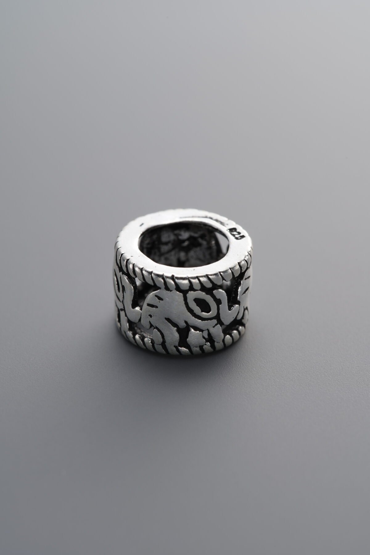 925 Sterling Silver-Antiqued-Elephant Openwork Spacer Bead-10mm - Image 2