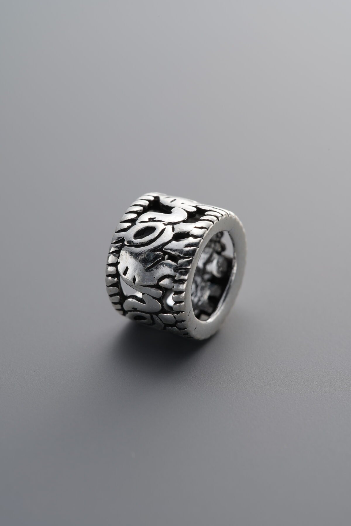 925 Sterling Silver-Antiqued-Elephant Openwork Spacer Bead-10mm - Image 1