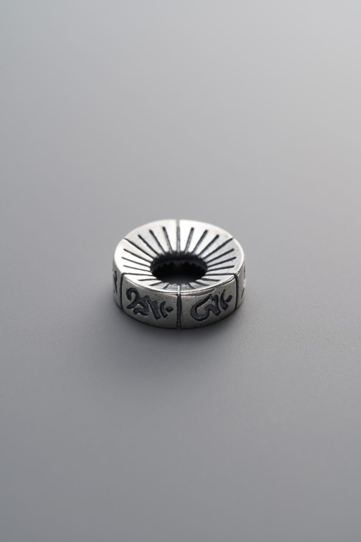 925 Sterling Silver-Antiqued-Om Mani Padme Hum Spacer Bead-10mm - Image 4
