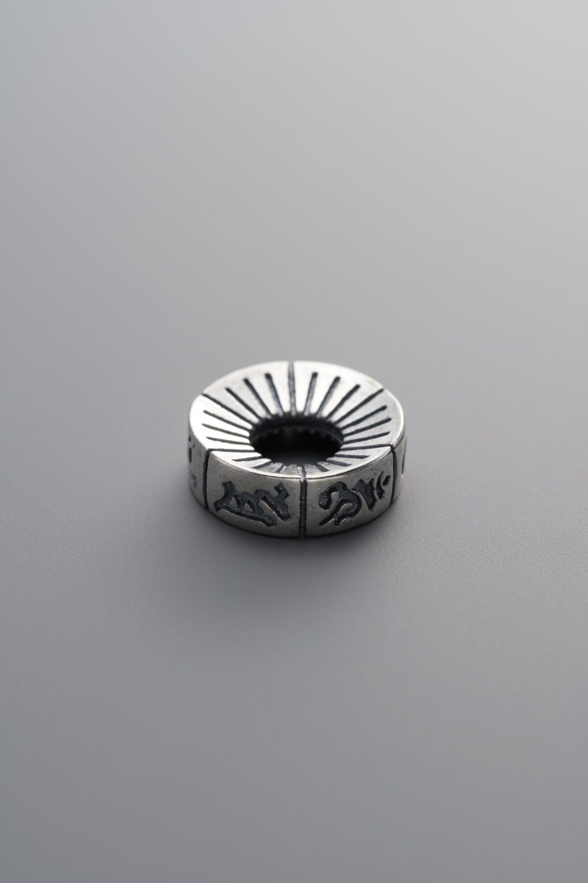 925 Sterling Silver-Antiqued-Om Mani Padme Hum Spacer Bead-10mm - Image 1