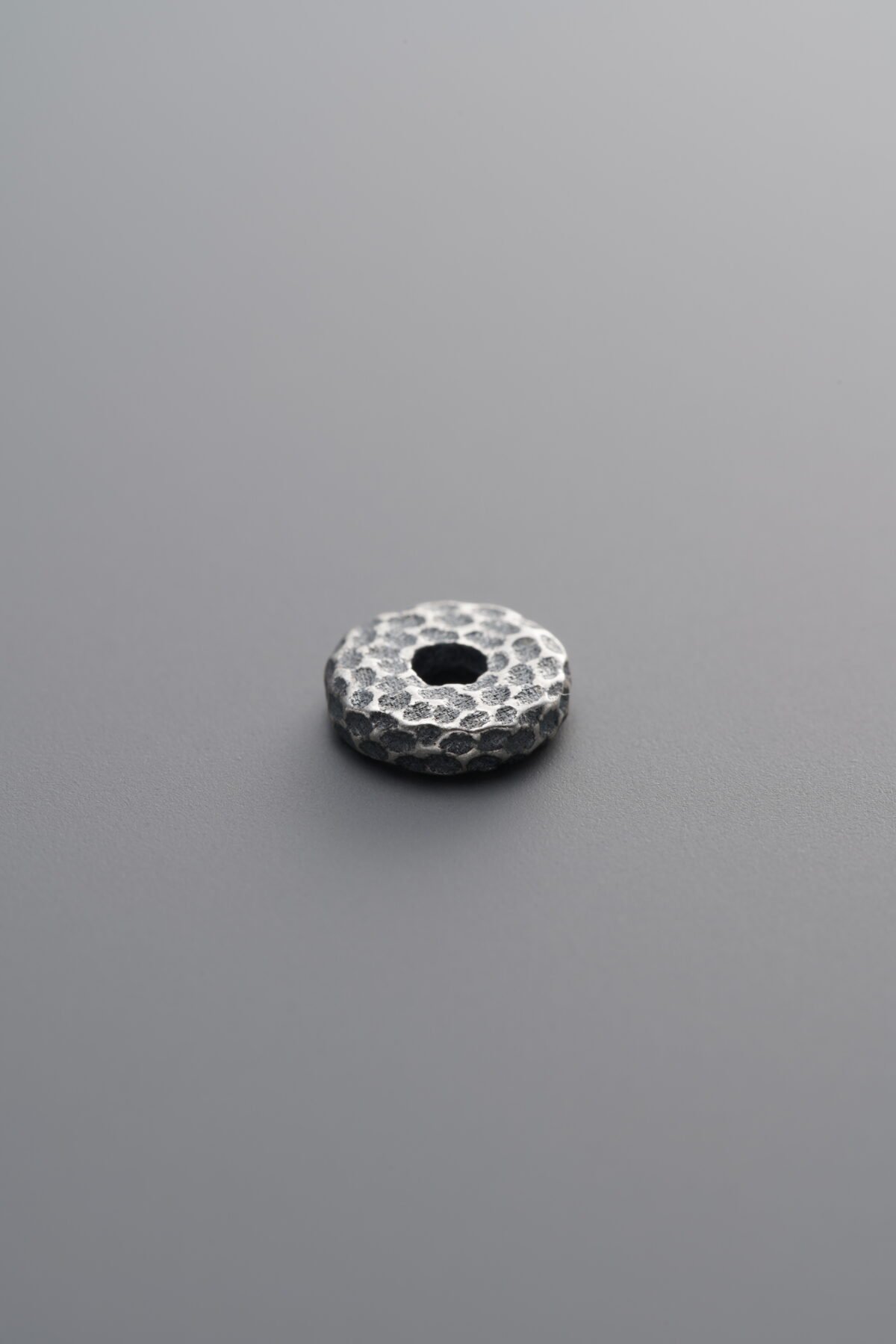 925 Sterling Silver-Antiqued-Hammered Spacer Bead-7mm - Image 1