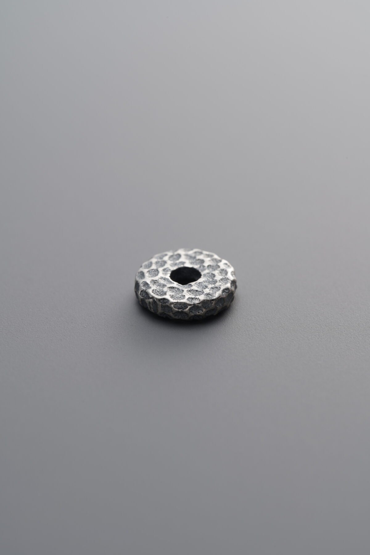 925 Sterling Silver-Antiqued-Hammered Spacer Bead-7mm - Image 2