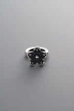 925 Sterling Silver-Antiqued-Dainty Flower Spacer Bead Circle-10mm - Image 2