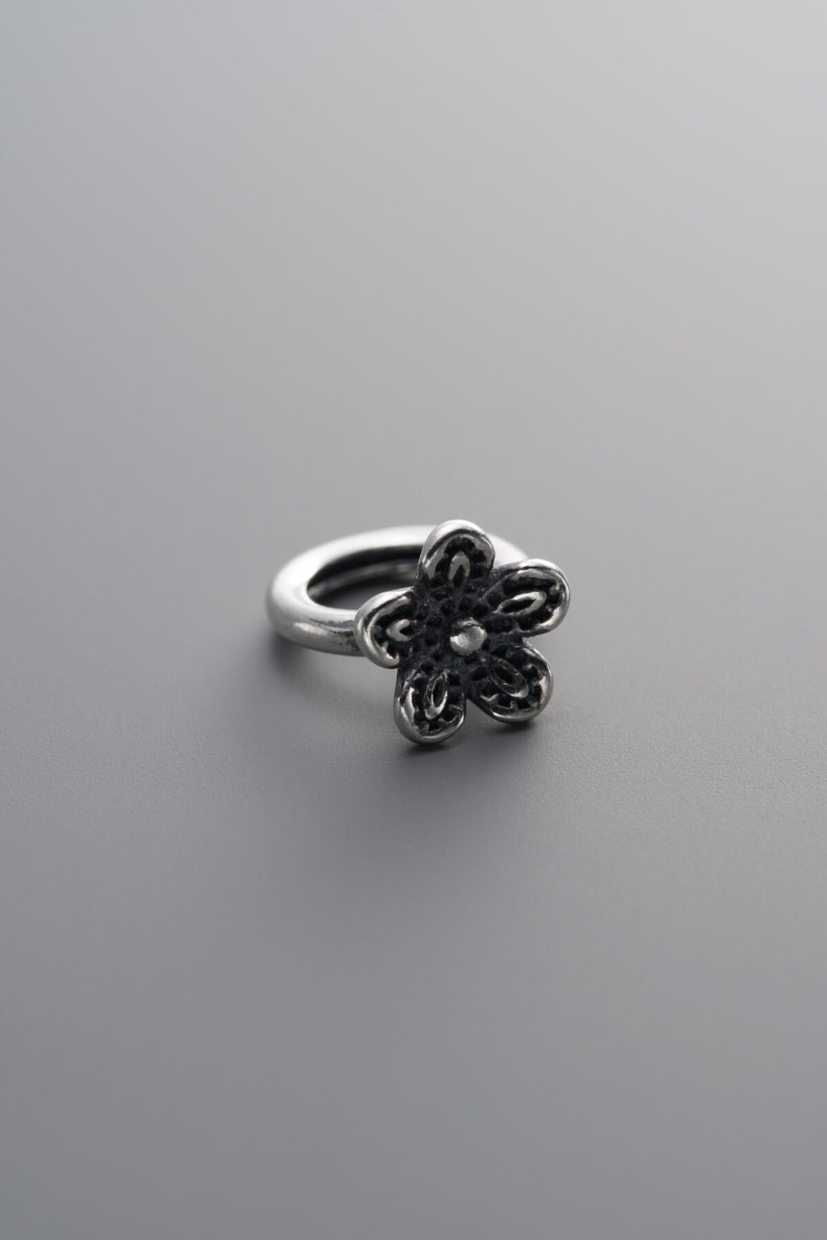 925 Sterling Silver-Antiqued-Dainty Flower Spacer Bead Circle-10mm - Image 1
