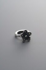 925 Sterling Silver-Antiqued-Dainty Flower Spacer Bead Circle-10mm