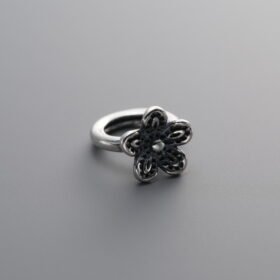 925 Silver-Vintage-Small Flower Spacer Bead Circle-10mm