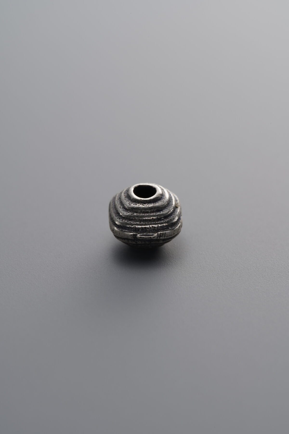 925 Sterling Silver-Antiqued-Square Horizontal Striped Ring Spacer Bead-7mm - Image 1