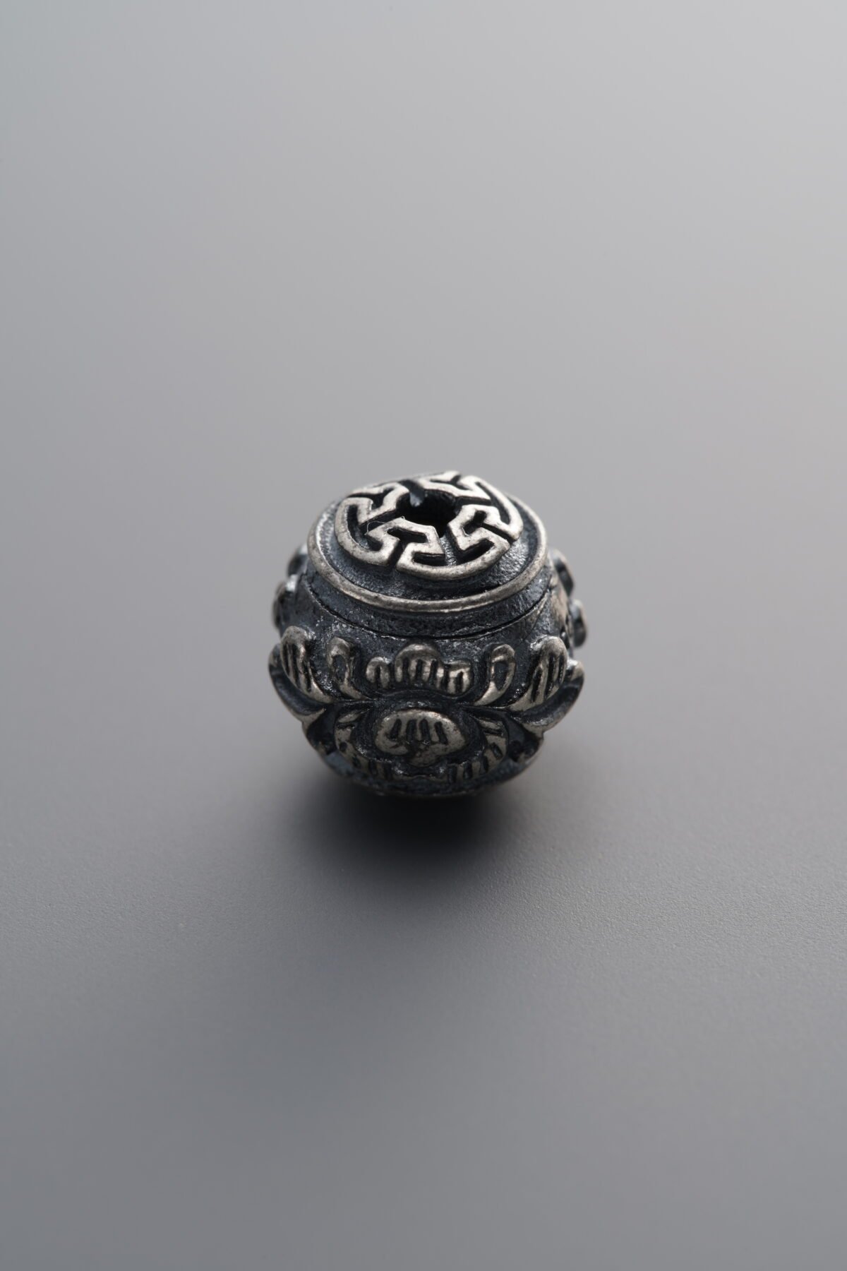925 Sterling Silver-Antiqued-Lotus Flower Pattern Spacer Bead-10mm - Image 1