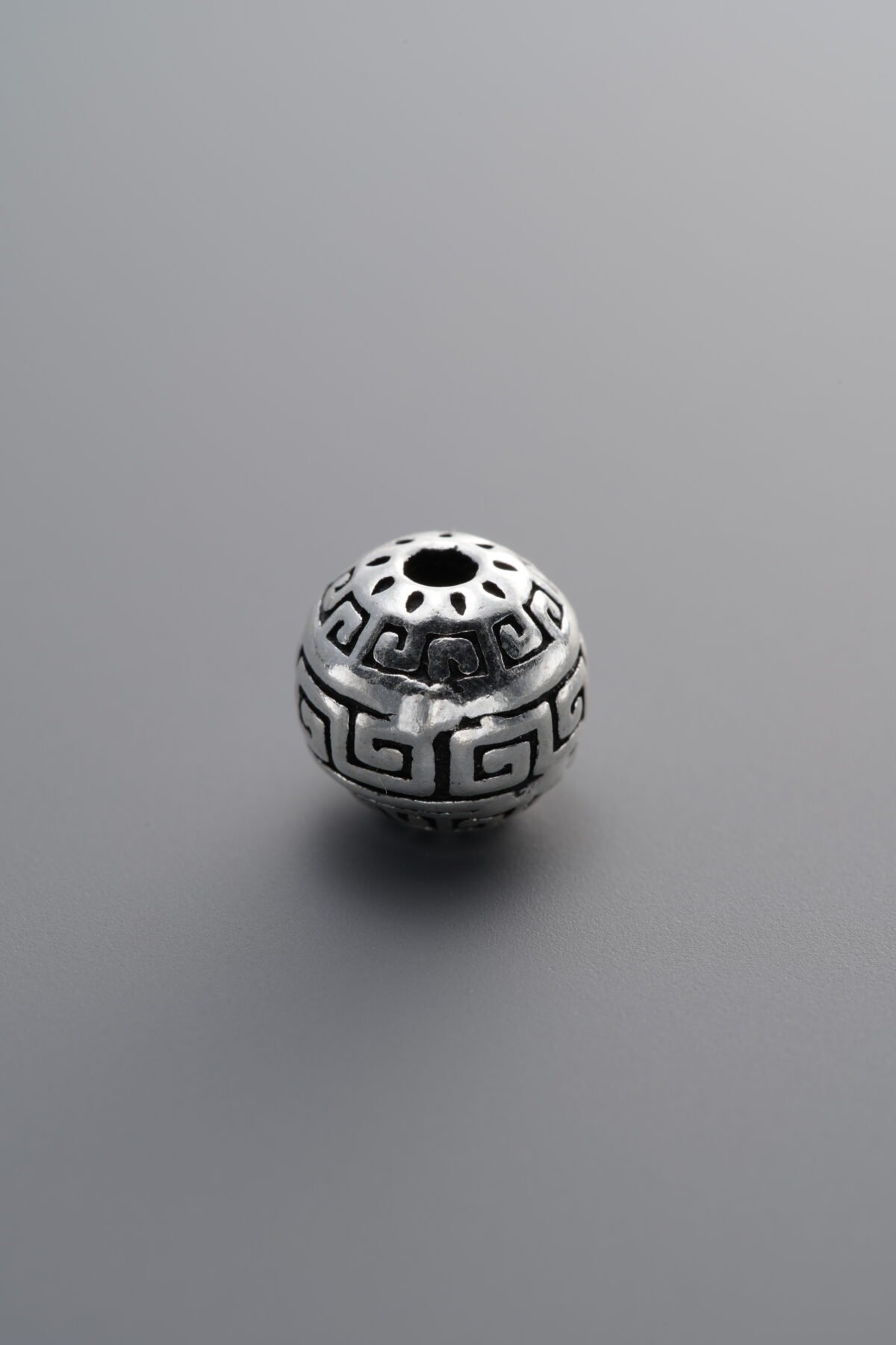925 Sterling Silver-Antiqued-Key Pattern Spacer Bead-8mm - Image 4