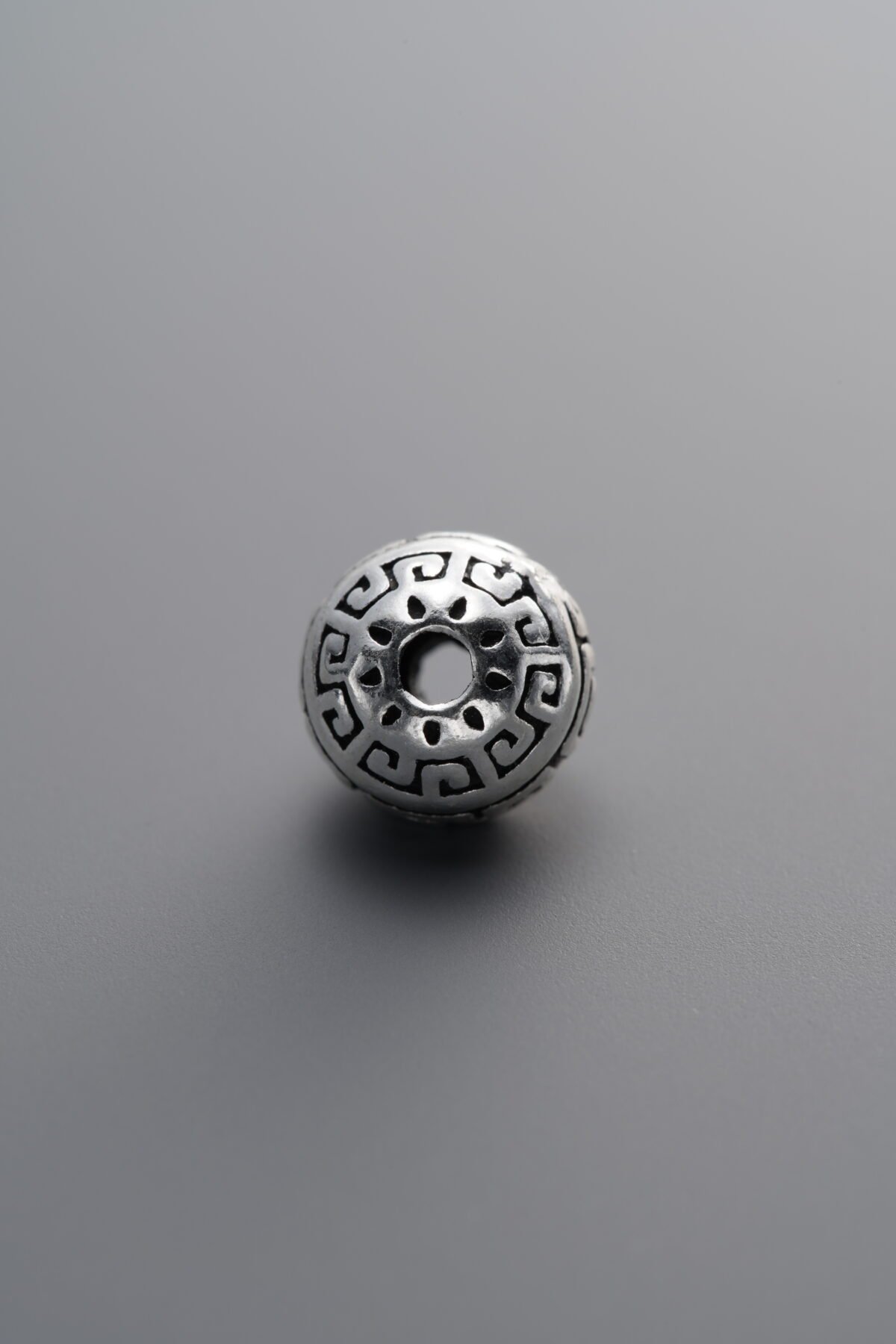 925 Sterling Silver-Antiqued-Key Pattern Spacer Bead-8mm - Image 3