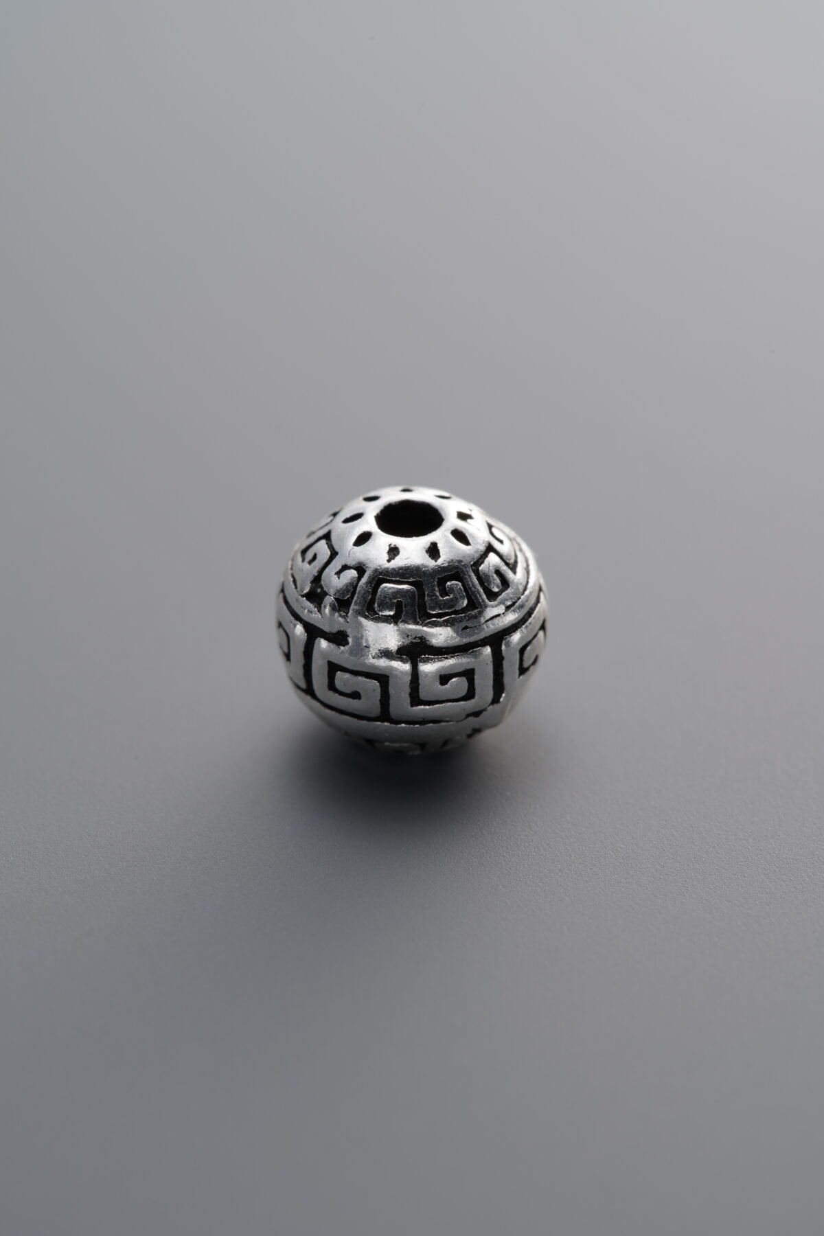 925 Sterling Silver-Antiqued-Key Pattern Spacer Bead-8mm - Image 2