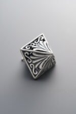 925 Sterling Silver-Antiqued-Openwork Dimensional Triangle Pendant-23mm - Image 3