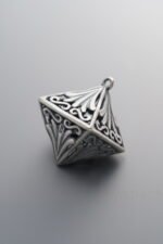 925 Sterling Silver-Antiqued-Openwork Dimensional Triangle Pendant-23mm