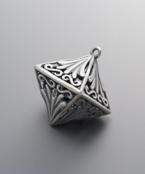 925 Sterling Silver-Antiqued-Openwork Dimensional Triangle Pendant-23mm
