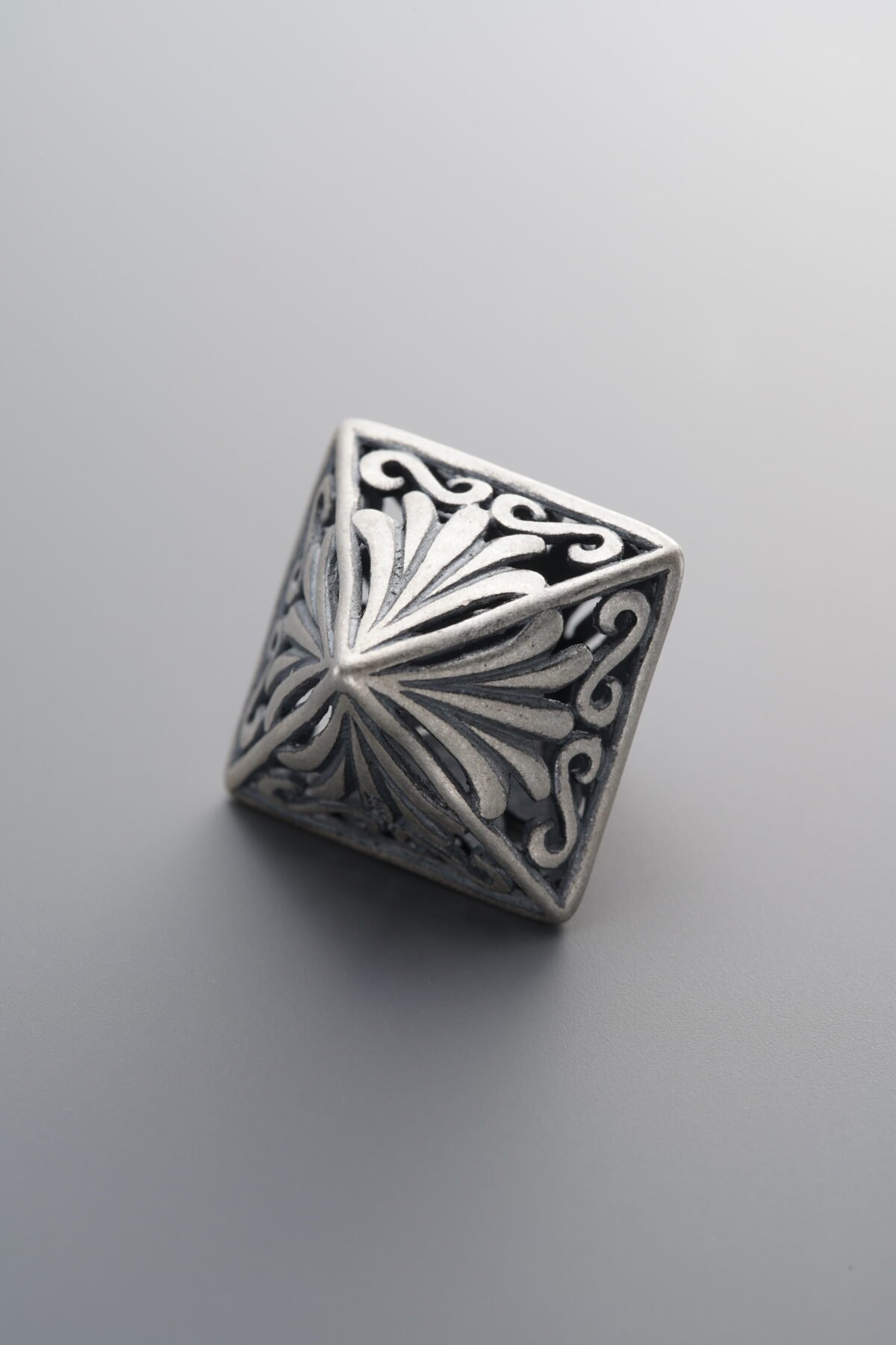925 Sterling Silver-Antiqued-Openwork Dimensional Triangle Pendant-23mm - Image 2