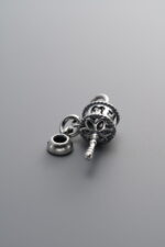 925 Sterling Silver-Antiqued-Om Mani Padme Hum Prayer Wheel Pendant-16mm - Image 4
