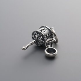 925 Silver-Vintage-Six-Syllable Mantra Prayer Wheel Pendant-16mm