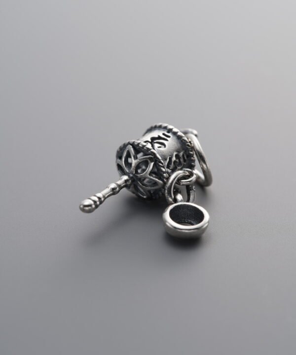 925 Silver-Vintage-Six-Syllable Mantra Prayer Wheel Pendant-16mm