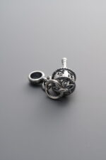 925 Sterling Silver-Antiqued-Om Mani Padme Hum Prayer Wheel Pendant-16mm - Image 2