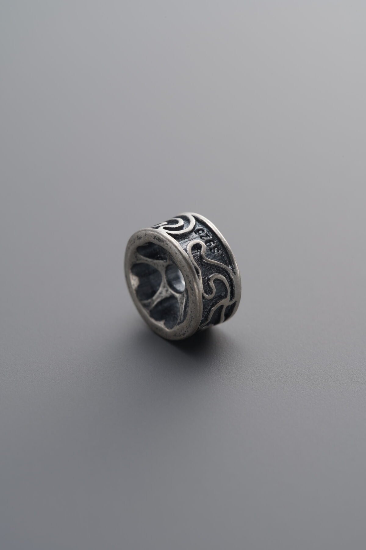 925 Sterling Silver-Antiqued-Auspicious Cloud Spacer Bead-8mm - Image 1