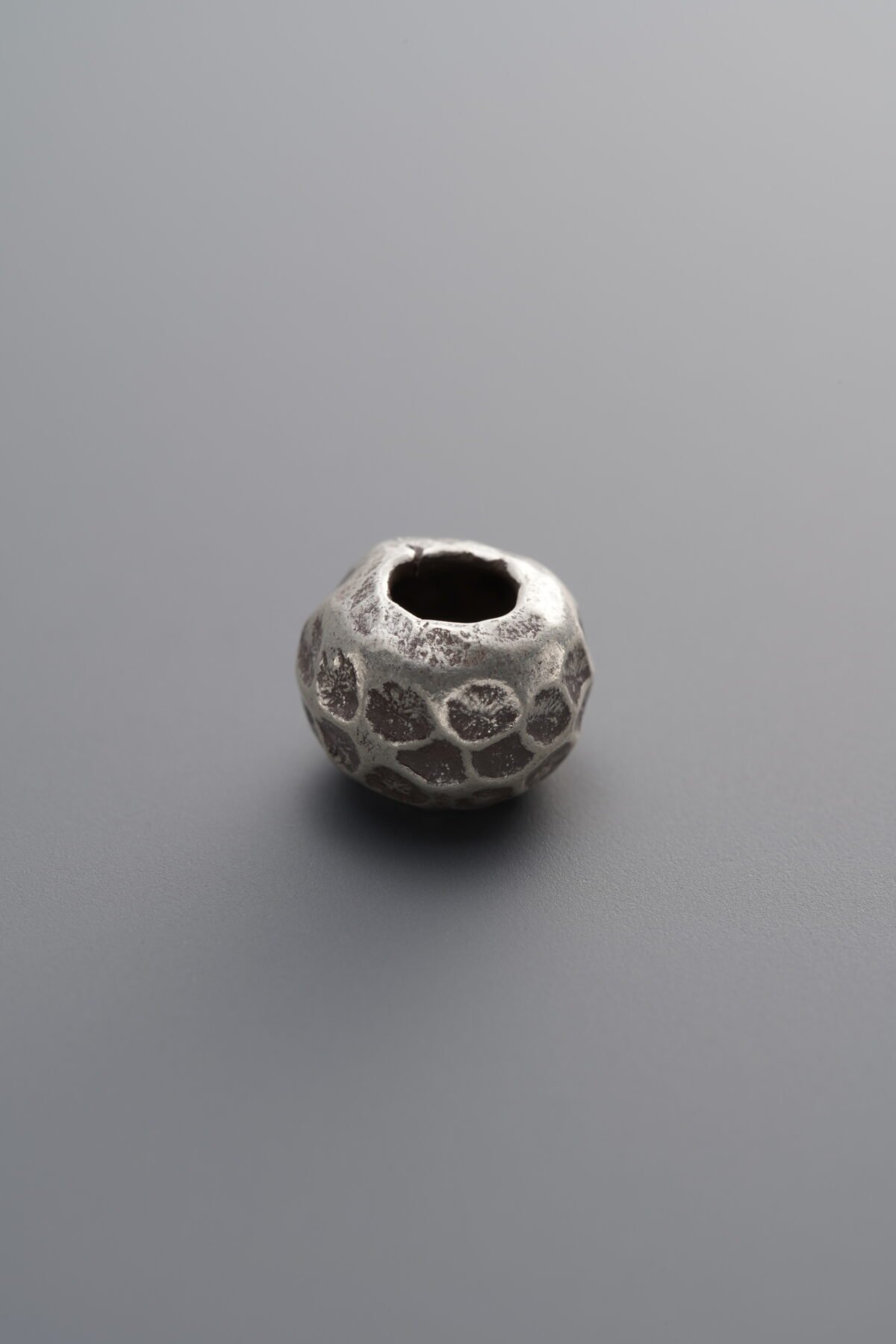 925 Sterling Silver-Antiqued-Hammered Spacer Bead-8mm - Image 3