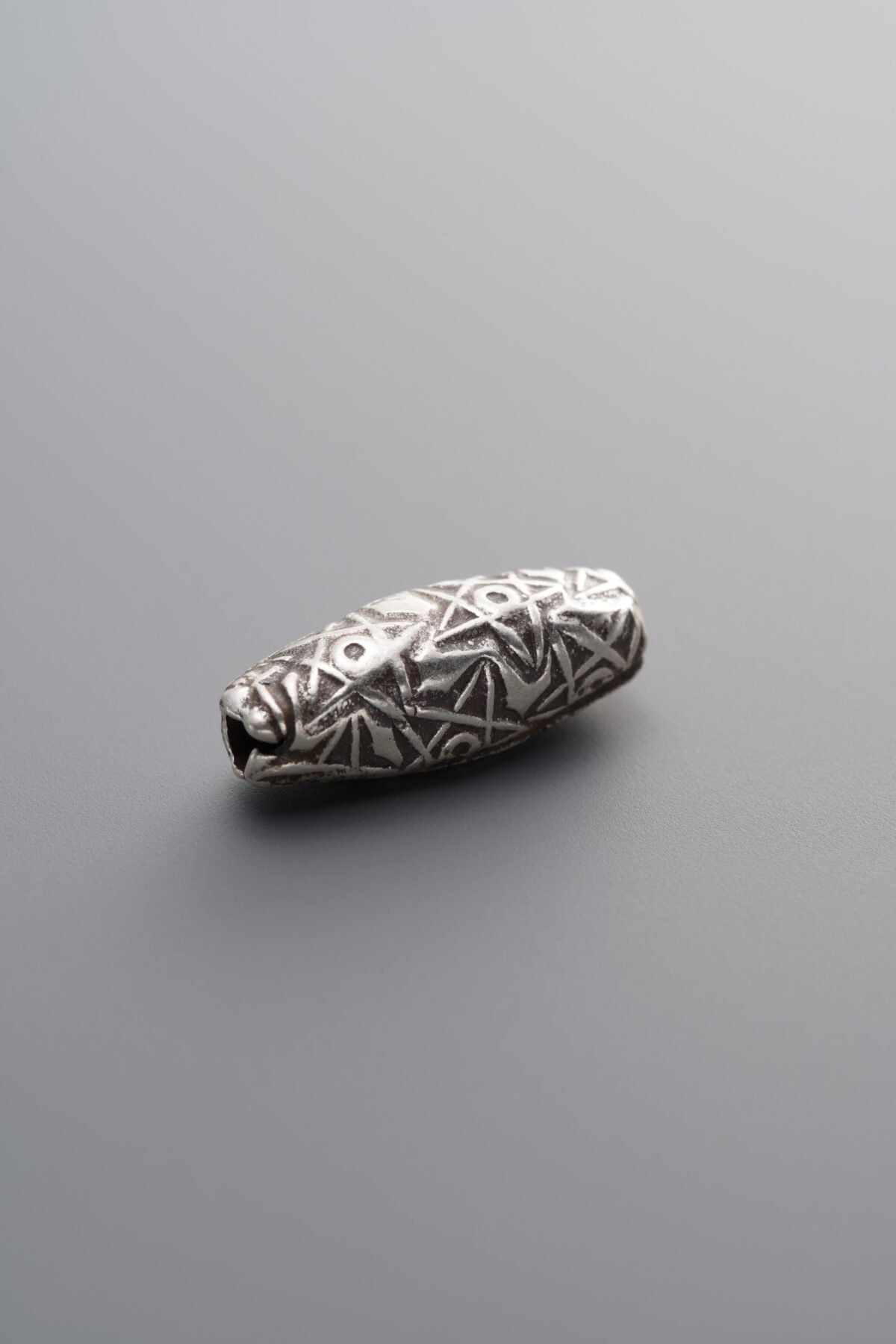925 Sterling Silver-Antiqued-Carved Tube Bead-14mm - Image 1