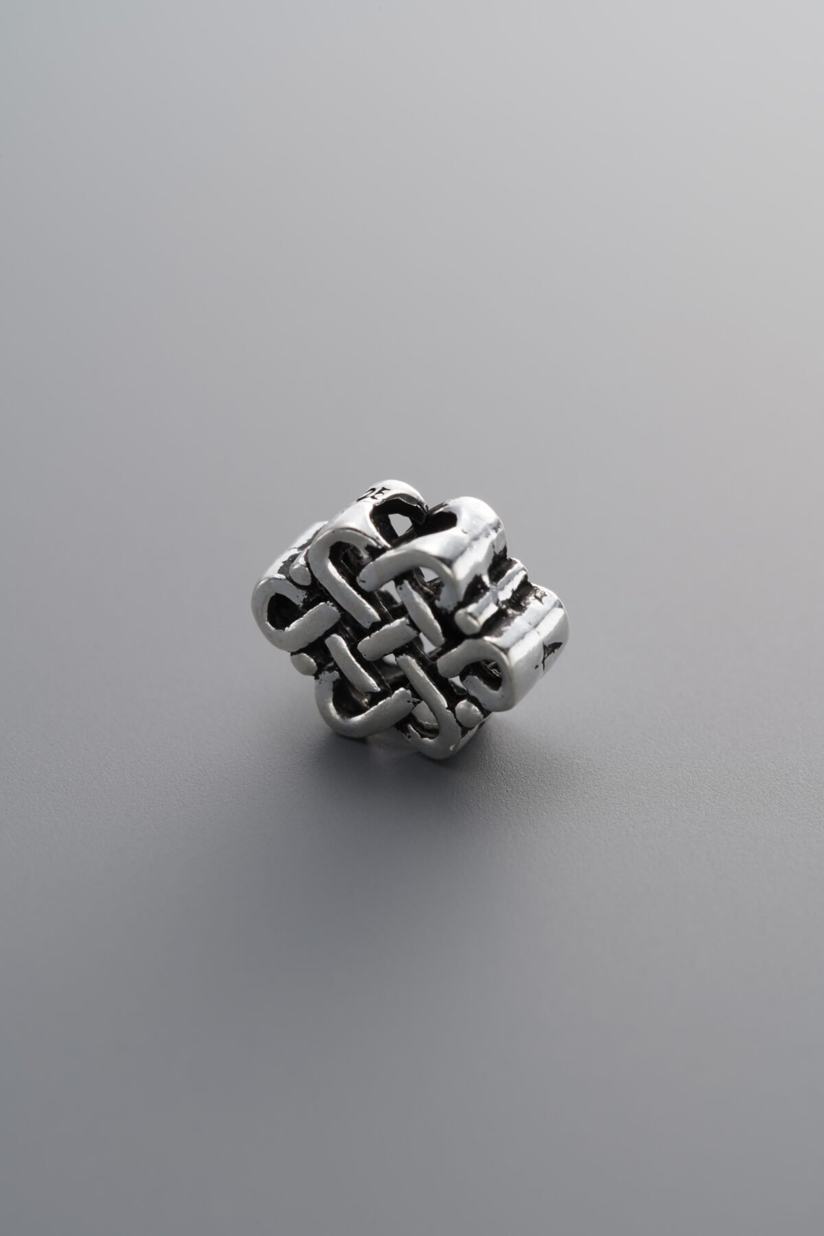 925 Sterling Silver-Antiqued-Chinese Knot Spacer Bead-10mm - Image 1