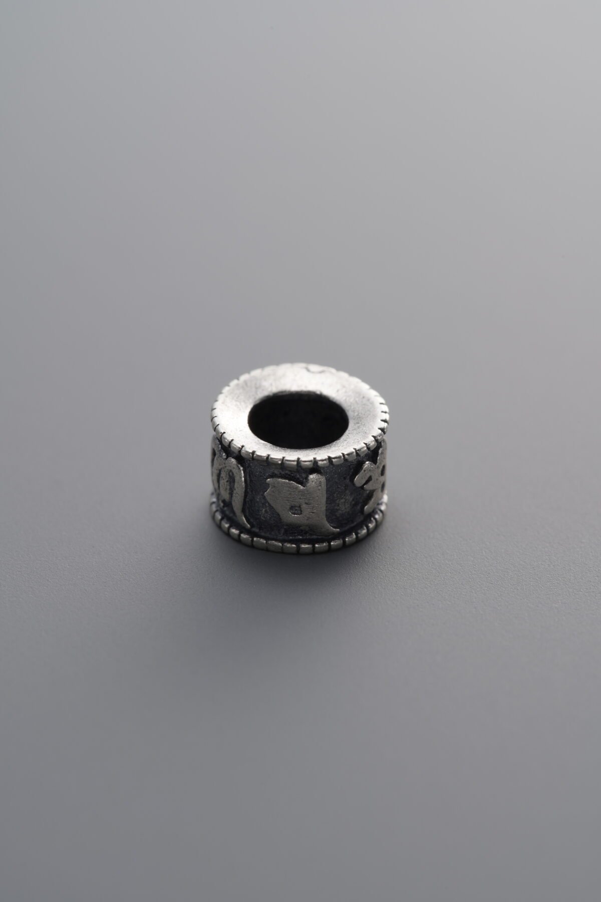 925 Sterling Silver-Antiqued-Om Mani Padme Hum Bead-7mm - Image 2