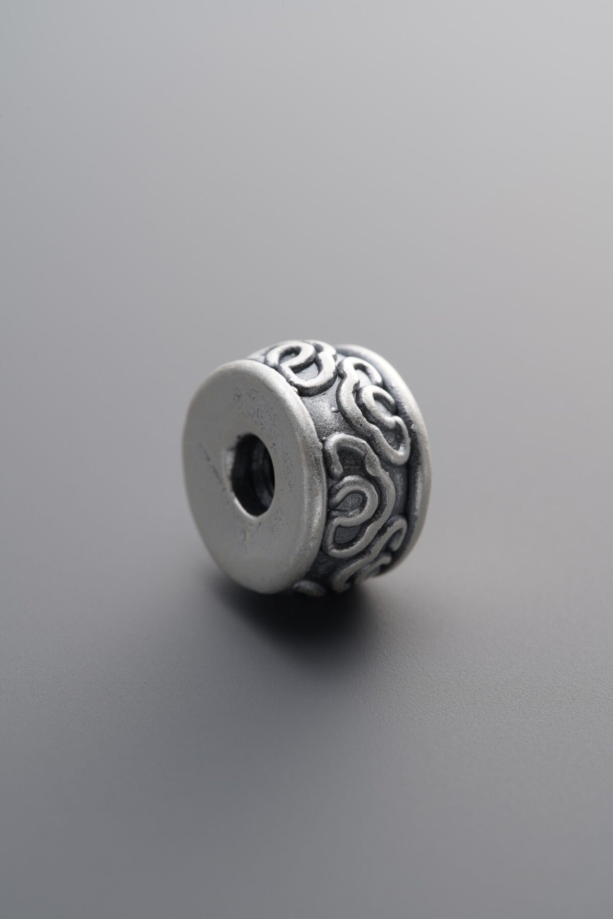 999 Fine Silver-Antiqued-Cloud Spacer Bead-10mm - Image 1