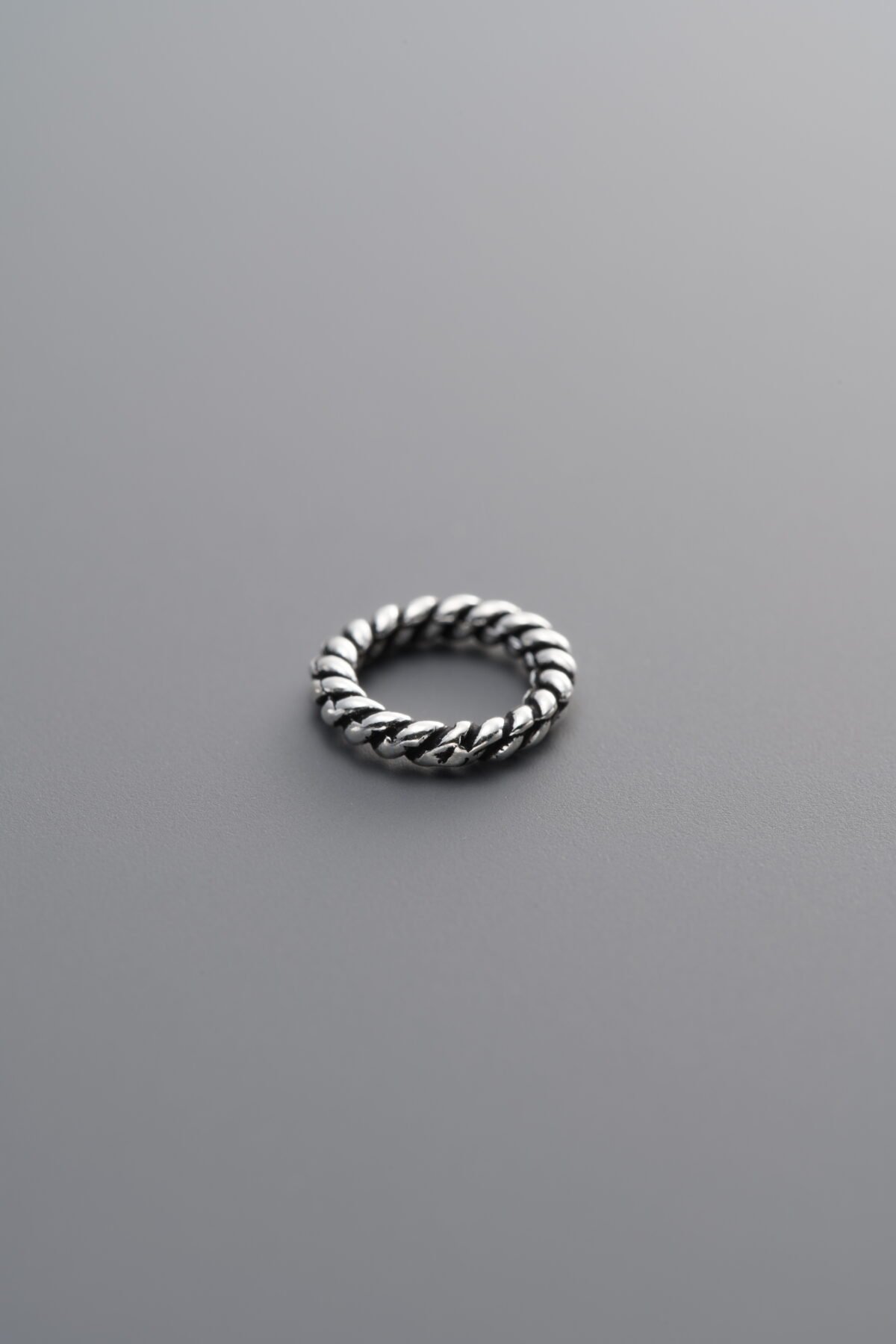 925 Sterling Silver-Antiqued-Twisted Closed Jump Ring-8mm - Image 1
