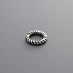 925 Silver-Vintage-Antique Finish Twisted Closed Ring-8mm