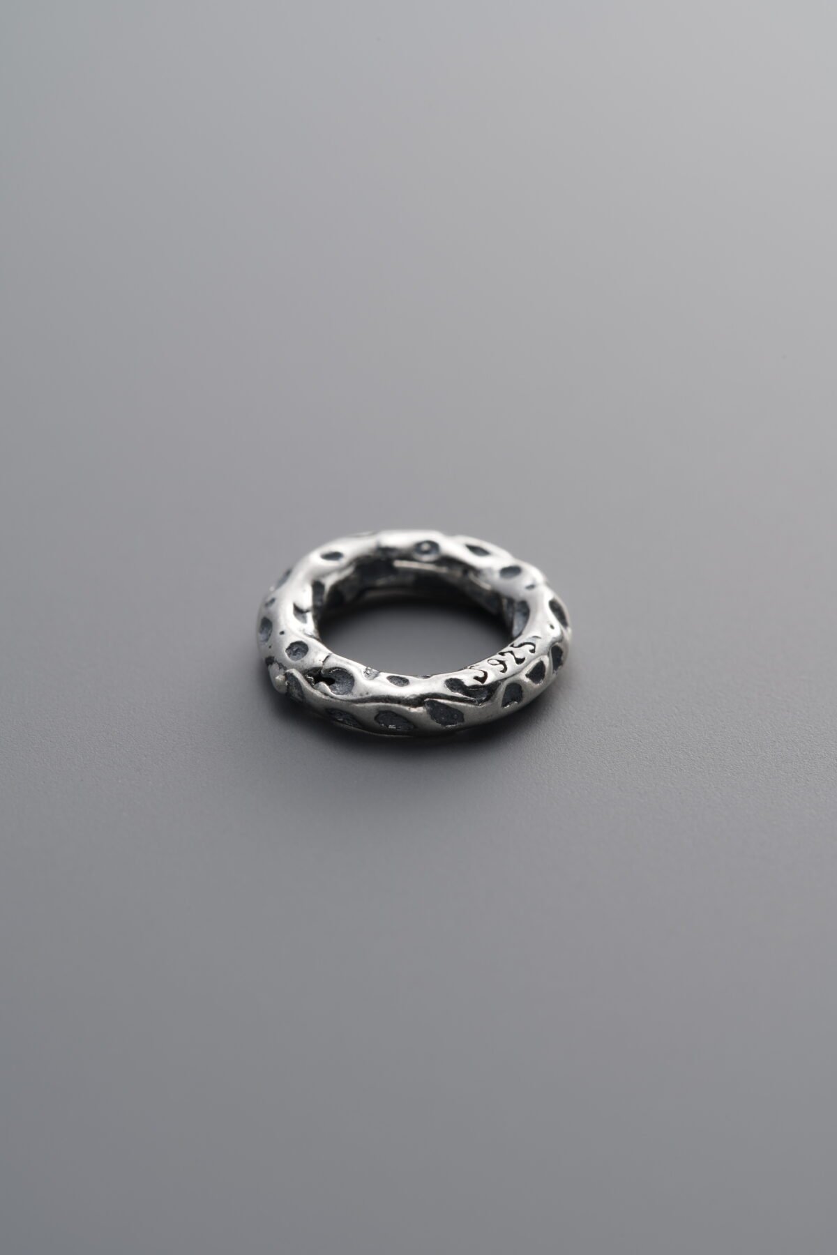 925 Sterling Silver-Antiqued-Hammered Ring-9mm - Image 1