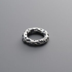 925 Sterling Silver-Antiqued-Hammered Ring-9mm