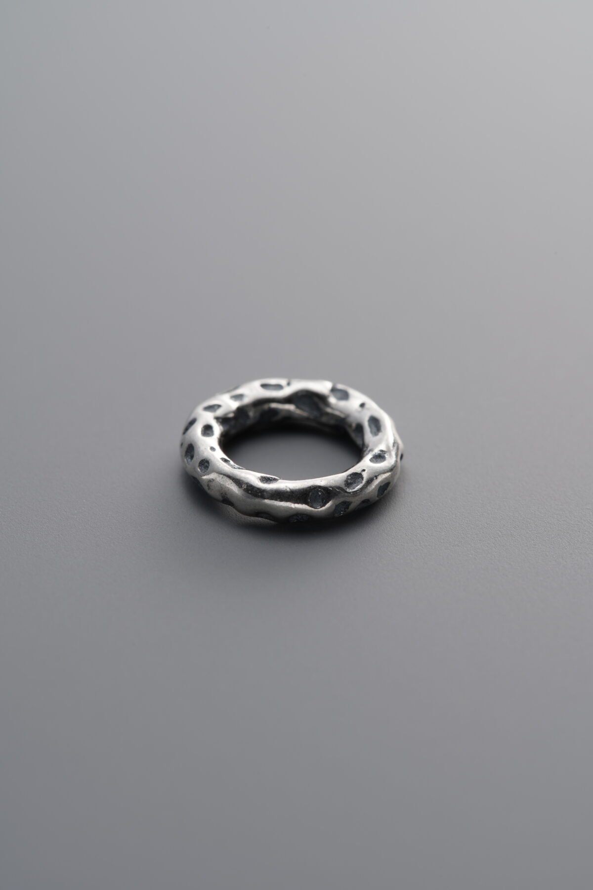 925 Sterling Silver-Antiqued-Hammered Ring-9mm - Image 2